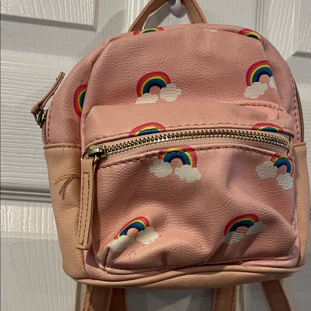 Pink Mini Backpack with Rainbow Design - Picture 6 of 10